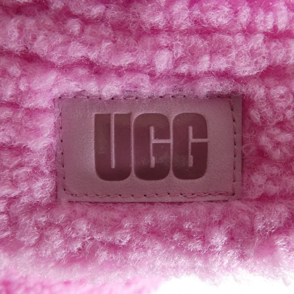 UGG‎ Pink Sherpa Bucket Hat One Size Faux Fur Logo Bucket Cap - Picture 6 of 7